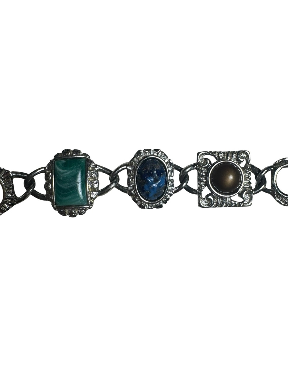 Sarah Coventry Silver Tone Faux Gemstone Panel Bracelet - Picture 5 of 10